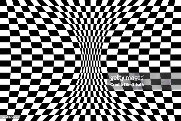 op art background: deformed checked pattern. - psychedelic pattern stock illustrations