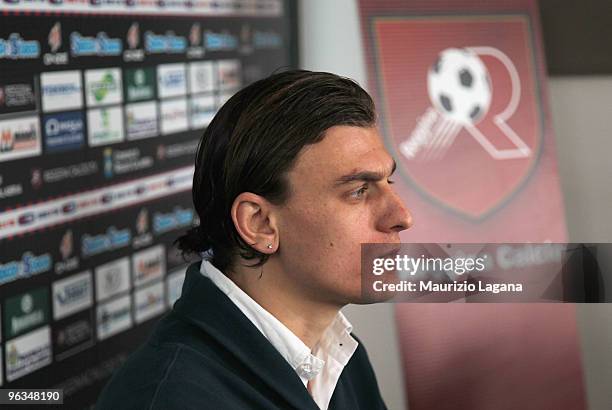 New Reggina Calcio player Ivan Castiglia attends a press conference at Sports Center Sant'Agata on February 2, 2010 in Reggio Calabria, Italy.