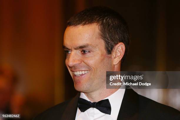 Former Geelong footballer Matthew Scarlett is seen during the Australian Football Hall of Fame at Crown Palladium on May 29, 2018 in Melbourne,...