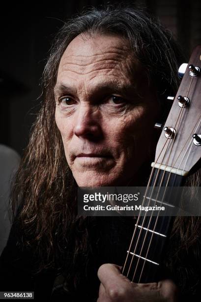 Portrait of American musician Timothy B. Schmit, bassist and vocalist with rock group The Eagles, photographed at Claridges in London on February 6,...