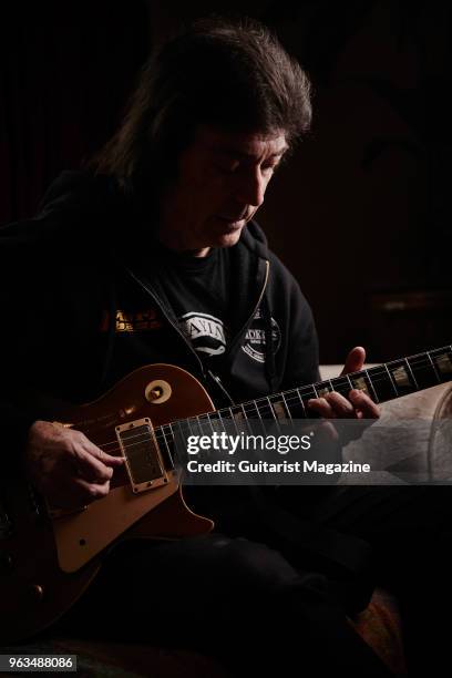 Portrait of English progressive rock musician Steve Hackett, best known as a solo artist and former member of Genesis, photographed in Teddington,...