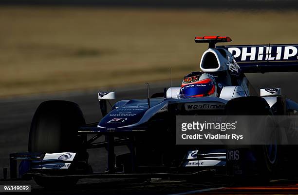 Rubens Barrichello of Brazil and Williams drives his car during winter testing at the Ricardo Tormo Circuit on February 2, 2010 in Valencia, Spain.