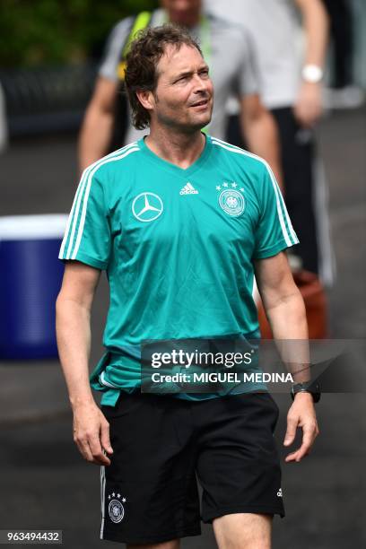 German assistant coach Marcus Sorg takes part in a training session at the Rungghof training center on May 29, 2018 in Girlan, near Bolzano, northern...