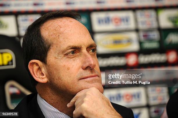 Guglielmo Micciche vice-president of Palermo answers questions during a press conference at Tenente Carmelo Onorato Sports Center on February 2, 2010...