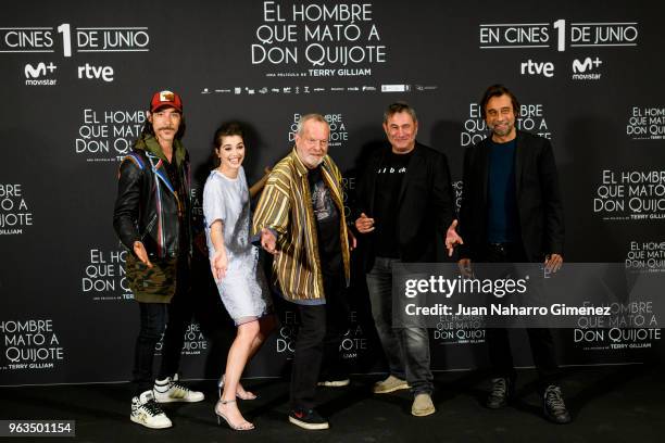 Oscar Jaenada, Joana Ribeiro, Terry Gilliam, Sergi Lopez and Jordi Molla attend 'The Man Who Killed Don Quixote' photocall at Hotel NH Collection...