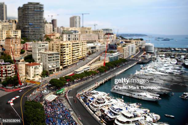 Daniel Ricciardo of Australia driving the Aston Martin Red Bull Racing RB14 TAG Heuer on track during practice for the Monaco Formula One Grand Prix...