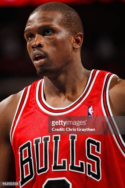 Luol Deng of the Chicago Bulls during the game against the New Orleans Hornets at the New Orleans Arena on January 29, 2010 in New Orleans,...