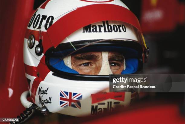 Nigel Mansell, driver of the Scuderia Ferrari 640 during practice for the Japanese Grand Prix on 21st October 1989 at the Suzuka Circuit in Suzuka...