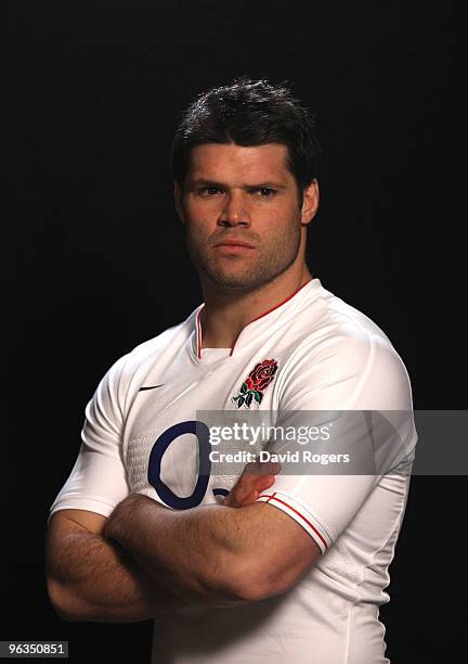 Dan Hipkiss of England Rugby Union poses for a portrait at Pennyhill Park Hotel on February 1, 2010 in Bagshot, England.