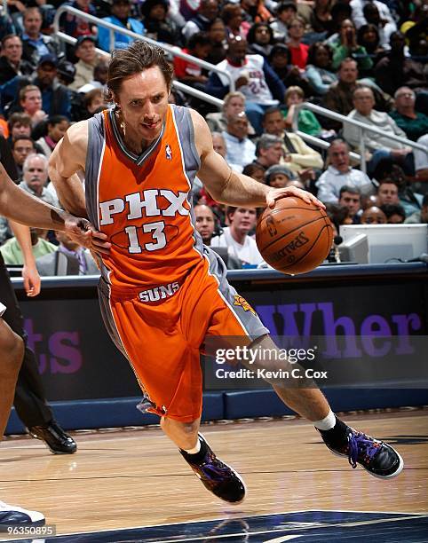 Steve Nash of the Phoenix Suns against the Atlanta Hawks at Philips Arena on January 15, 2010 in Atlanta, Georgia. NOTE TO USER: User expressly...