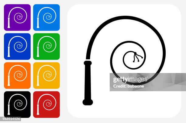 whip icon square button set - red leather stock illustrations