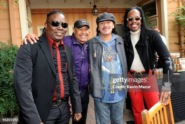 Musicians Philip Bailey, Ralph Johnson, Carlos Santana and Verdine White of Earth Wind & Fire at the "We Are The World 25 Years for Haiti" recording...