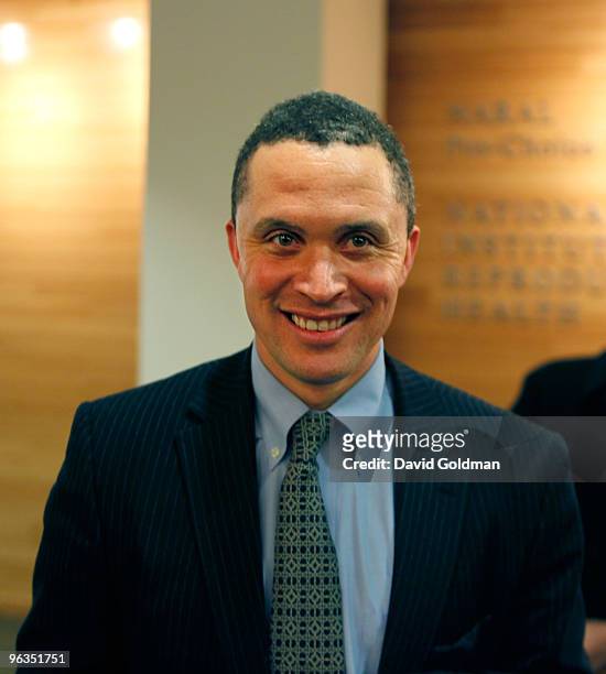 Potential U.S. Senatorial candidate for New York, Harold Ford Jr., leaves a meeting at the offices of NARAL Pro-Choice February 2, 2010 in New York...