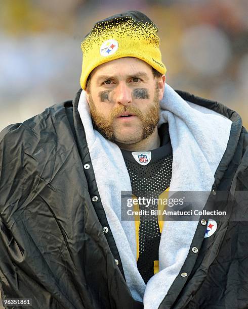 Defensive end Brett Keisel of the Pittsburgh Steelers on the sidelines during a game on December 27, 2009 against the Baltimore Ravens at Heinz Field...