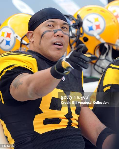 Wide receiver Hines Ward of the Pittsburgh Steelers on the sidelines during a game on December 27, 2009 against the Baltimore Ravens at Heinz Field...