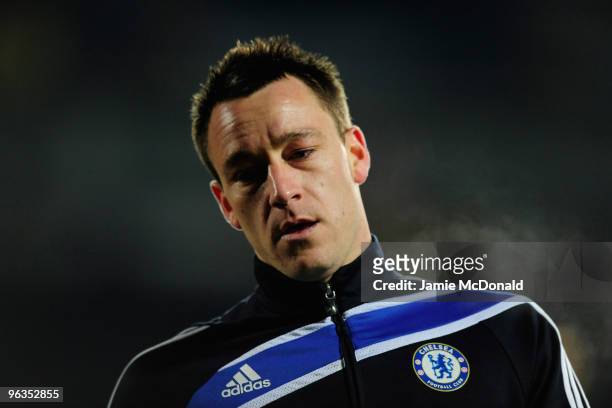 John Terry of Chelsea looks on prior to the Barclays Premier League match between Hull City and Chelsea at the KC Stadium on February 2, 2010 in...
