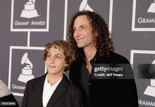 Musician Kenny G and guest arrive at the 52nd Annual GRAMMY Awards held at Staples Center on January 31, 2010 in Los Angeles, California.