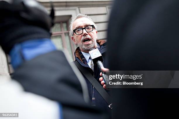 Attorney David Sheehan speaks to the media outside U.S. Bankruptcy Court in New York, U.S., on Tuesday, Feb. 2, 2010. The judge overseeing the...