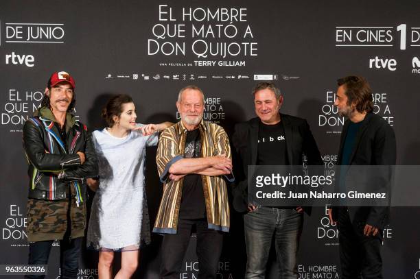 Oscar Jaenada, Joana Ribeiro, Terry Gilliam, Sergi Lopez and Jordi Molla attend 'The Man Who Killed Don Quixote' photocall at Hotel NH Collection...