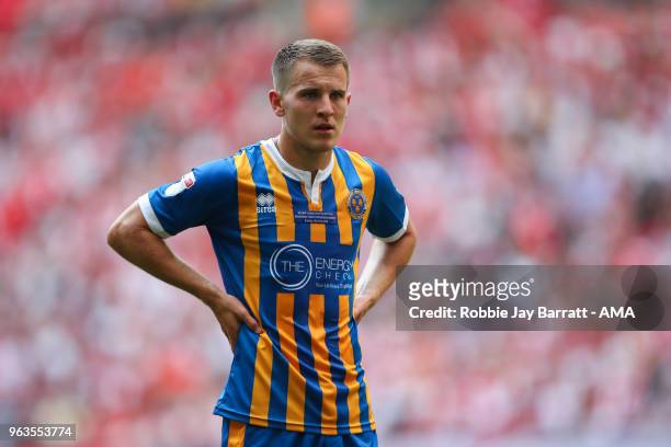 Bryn Morris of Shrewsbury Town during the Sky Bet League One Play Off Final between Rotherham United and Shrewsbury Town at Wembley Stadium on May...