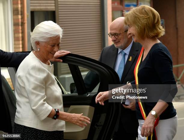 Brussels 29.05.18 - Visite de la reine Paola à l'école communale Arc-en-Ciel de Molenbeek - Bezoek van koningin Paola aan de gemeentelijke...