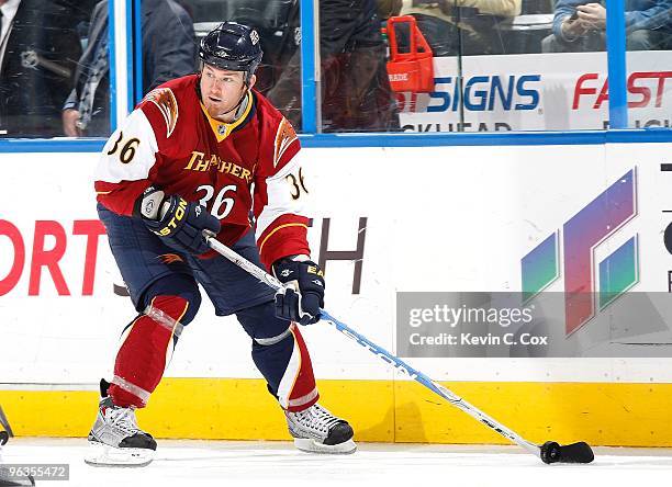 Eric Boulton of the Atlanta Thrashers against the Buffalo Sabres at Philips Arena on January 14, 2010 in Atlanta, Georgia.