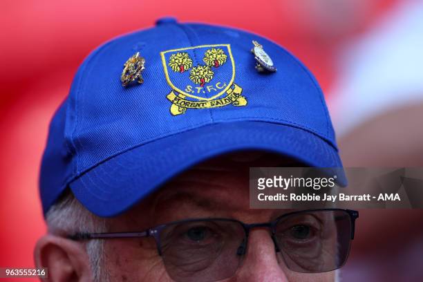 Fan of Shrewsbury Town during the Sky Bet League One Play Off Final between Rotherham United and Shrewsbury Town at Wembley Stadium on May 27, 2018...
