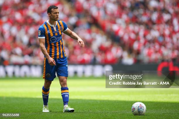 Shaun Whalley of Shrewsbury Town during the Sky Bet League One Play Off Final between Rotherham United and Shrewsbury Town at Wembley Stadium on May...