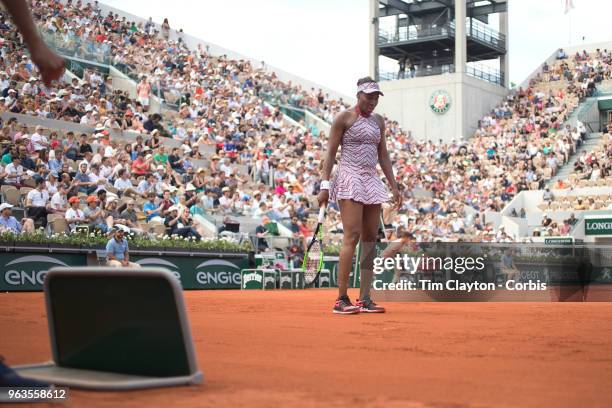 French Open Tennis Tournament - Day One. Venus Williams of the United States during her loss to Wang Qiang of China on Court Suzanne-Lenglen in the...