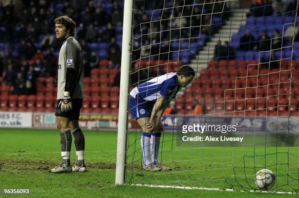Gary Caldwell of Wigan Athletic looks dejected after scoring an own goal to put Notts County two-nil up during the FA Cup sponsored by E.ON 4th Round...