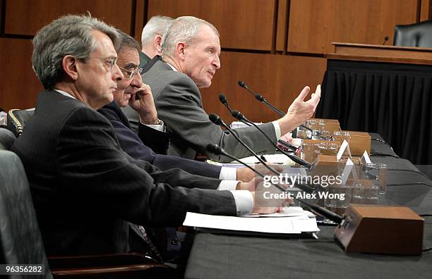 National Intelligence Director Dennis Blair testifies as Acting U.S. Assistant Secretary of State for the Bureau of Intelligence and Research John...