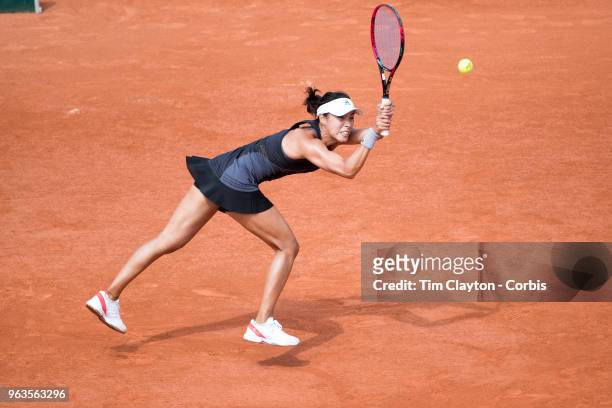 French Open Tennis Tournament - Day One. Wang Qiang of China in action during her victory over Venus Williams of the United States on Court...