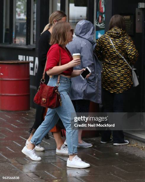 Tanya Burr seen arriving at the Southwark Playhouse for new play 'Confidence' by Boundless Theatre in which she is making her London stage debut on...