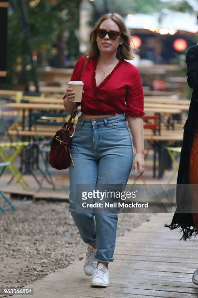 Tanya Burr seen arriving at the Southwark Playhouse for new play 'Confidence' by Boundless Theatre in which she is making her London stage debut on...