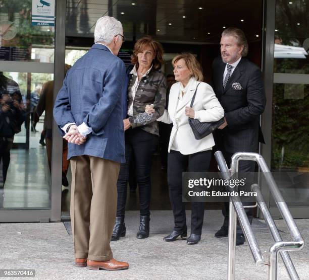 Maria Teresa Campos and Edmundo Arrocet AKA Bigote Arrocet attend the Maria Dolores Pradera's funeral chapel on May 29, 2018 in Madrid, Spain.