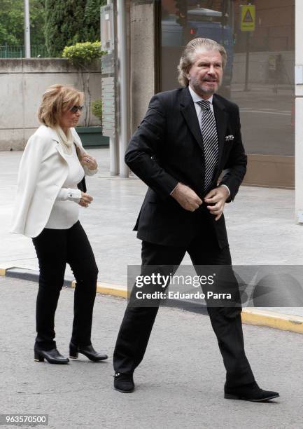 Maria Teresa Campos and Edmundo Arrocet AKA Bigote Arrocet attend the Maria Dolores Pradera's funeral chapel on May 29, 2018 in Madrid, Spain.