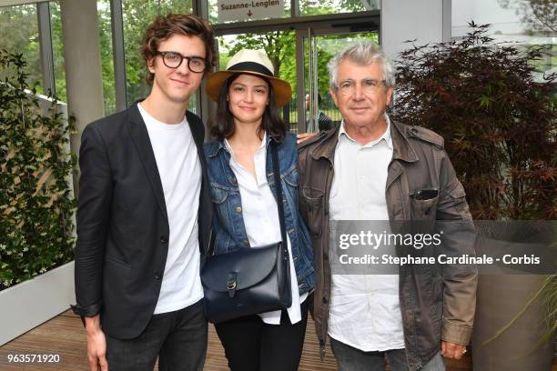 Actors Thomas Soliveres, Lucie Boujenah and Michel Boujenah attend the 2018 French Open - Day three at Roland Garros on May 29, 2018 in Paris, France.