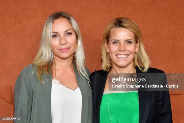 Charlotte Bouteloup and Laura Tenoudji attend the 2018 French Open - Day three at Roland Garros on May 29, 2018 in Paris, France.