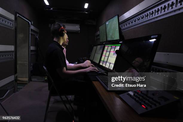 Video Assistant Referee system inside the VAR-van is opened to media during a training session ahead of the international friendly match between...