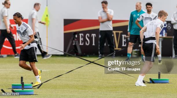 Leroy Sane of Germany in action during day seven of the Southern Tyrol Training Camp on May 29, 2018 in Eppan, Italy.