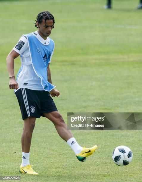 Leroy Sane of Germany controls the ball during day seven of the Southern Tyrol Training Camp on May 29, 2018 in Eppan, Italy.