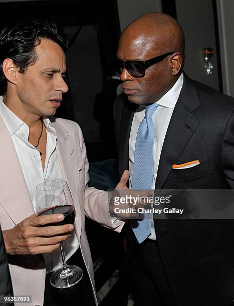 Marc Anthony and Antonio 'L.A.' Reid attend Antonio "L.A." Reid's Post-GRAMMY Dinner Hosted by Jay-Z at Cecconi's Restaurant on January 31, 2010 in...