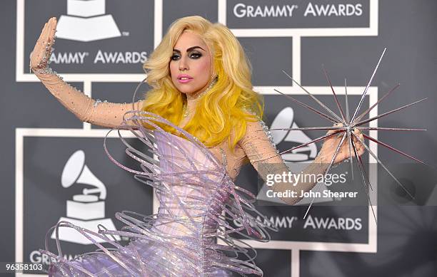 Musician Lady Gaga arrives at the 52nd Annual GRAMMY Awards held at Staples Center on January 31, 2010 in Los Angeles, California.