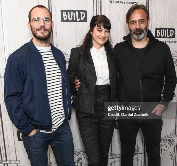 Sam Claflin, Shailene Woodley and Baltasar Kormakur attend the Build Series to discuss the new film 'Adrift' at Build Studio on May 29, 2018 in New...