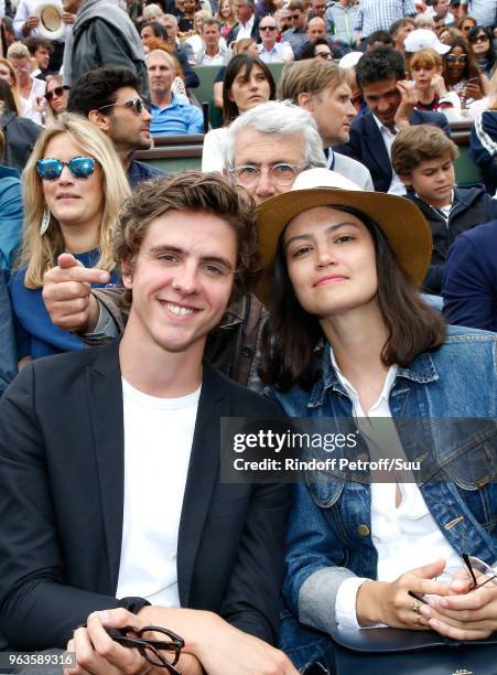 Thomas Soliveres, Michel Boujenah and his niece Lucie Boujenah attend the 2018 French Open - Day Three at Roland Garros on May 29, 2018 in Paris,...