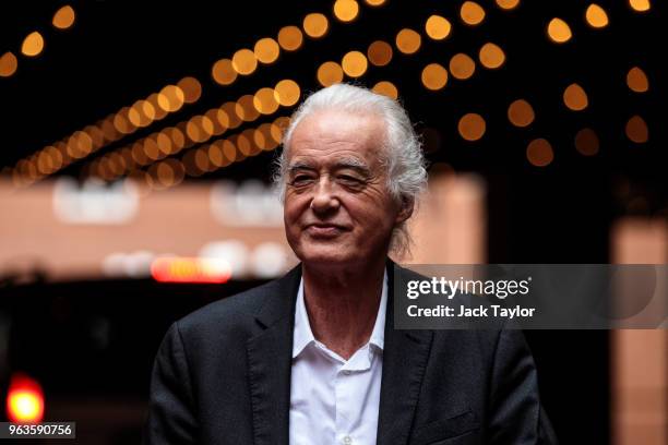 British musician Jimmy Page arrives for a Kensington and Chelsea Town Hall for a planning meeting on May 29, 2018 in London, England. British singer...