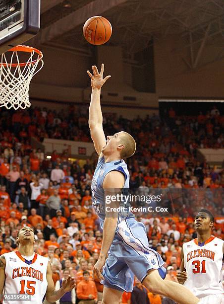 Travis Wear of the North Carolina Tar Heels against the Clemson Tigers at Littlejohn Coliseum on January 13, 2010 in Clemson, South Carolina.