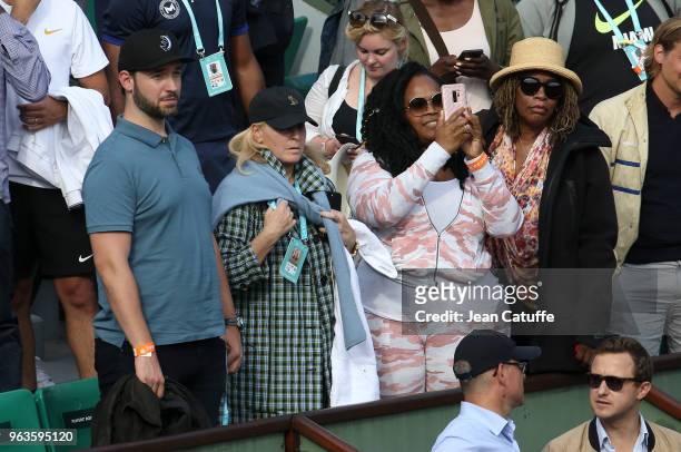 Alexis Ohanian, husband of Serena Williams of USA, Jill Smoller, Serena's agent, Isha Price, sister of Serena, Oracene Price, mother of Serena...