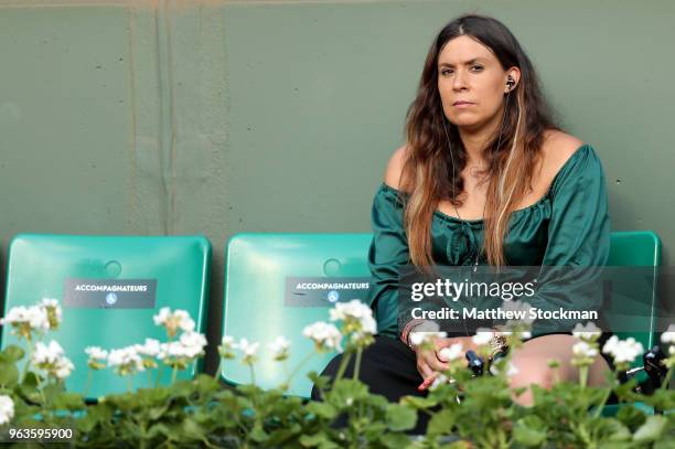 Marion Bartolio watches on during the mens singles first round match between Jeremy Chardy of France and Thomas Berdych of Czech Republic during day...