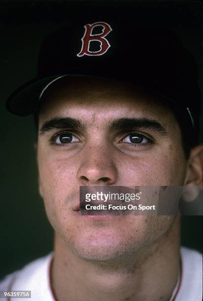 S: Outfielder Tony Conigliaro of the Boston Red Sox sitting in the dougout before the start of a circa mid 1960's Major League Baseball game at...